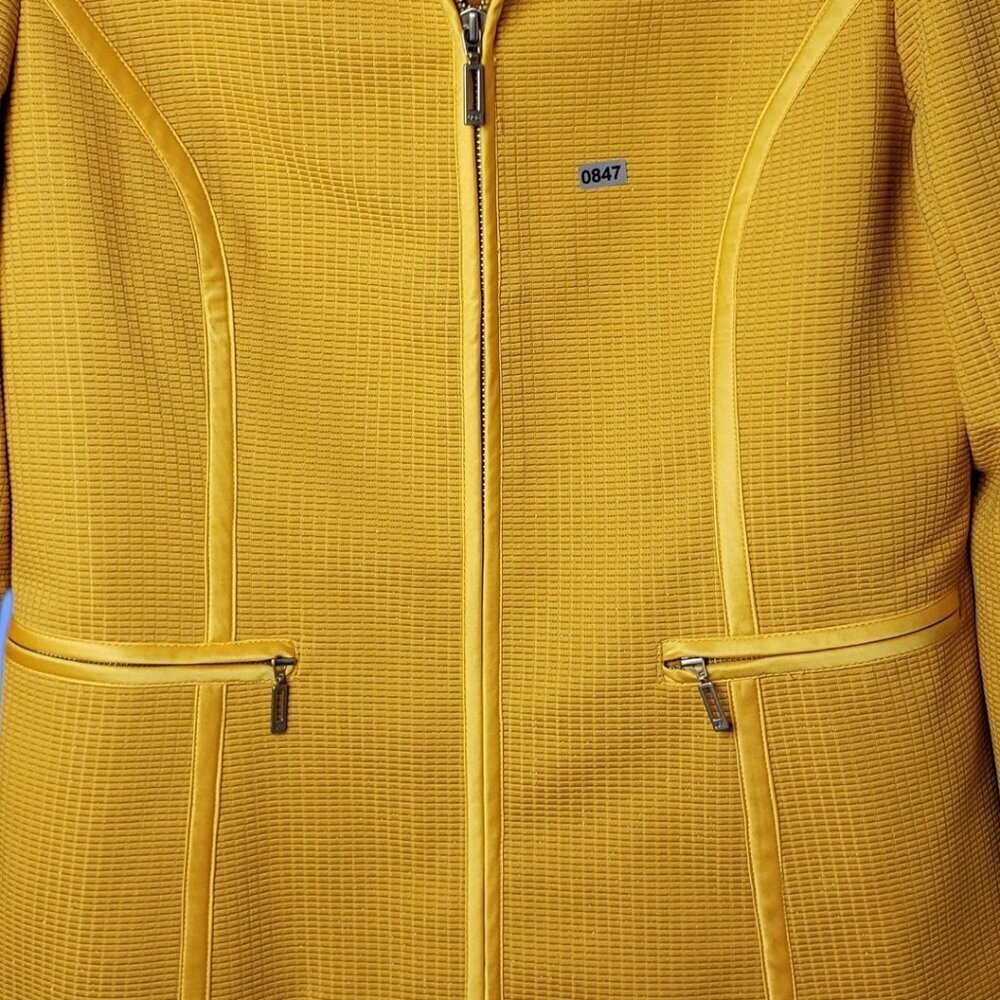 Uge Womens Textured Zip-Up Jacket With Pockets Yellow mustard Large - Picture 16 of 16